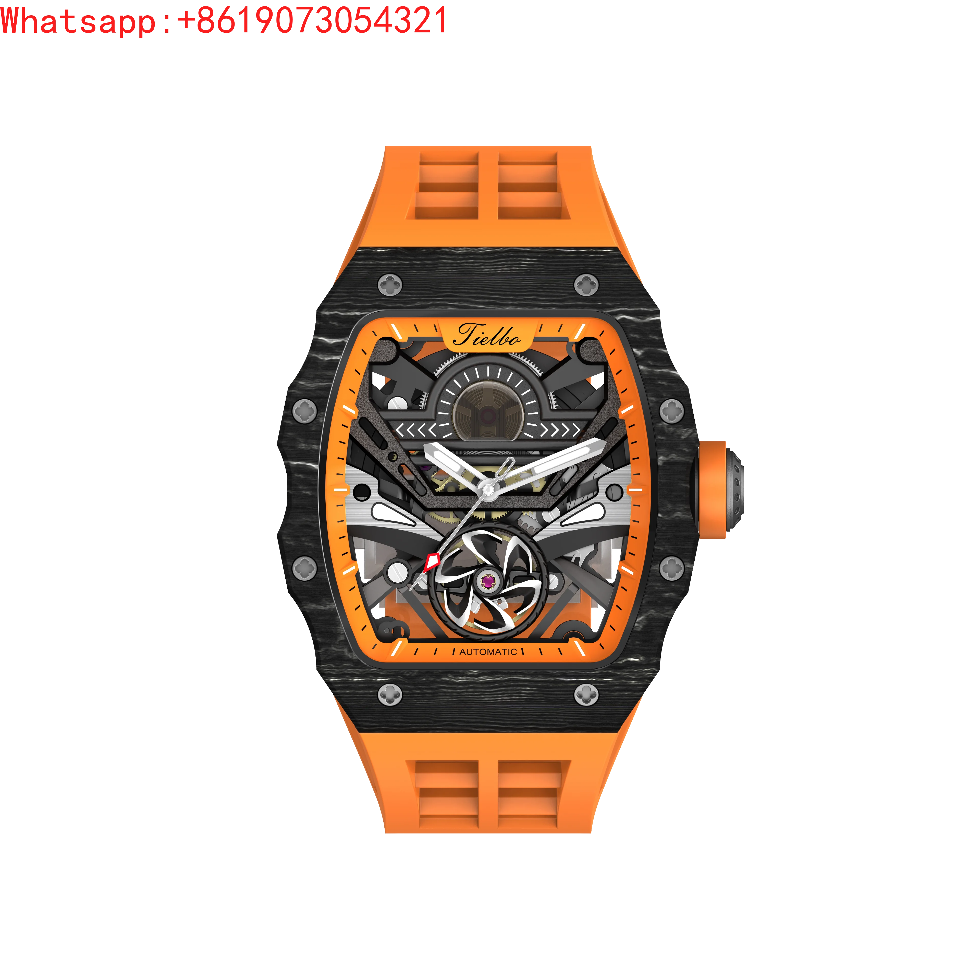 The Great Qin Empire Yayun Series 508 Mecha Style Men's Carbon Fiber Luminous Waterproof Wine Barrel Mechanical Watch