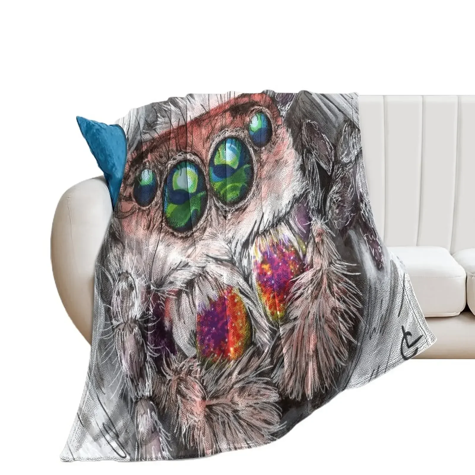 Jumping Spider | HIDE from Inktober 2020 Throw Blanket Luxury Brand Beautifuls Blankets