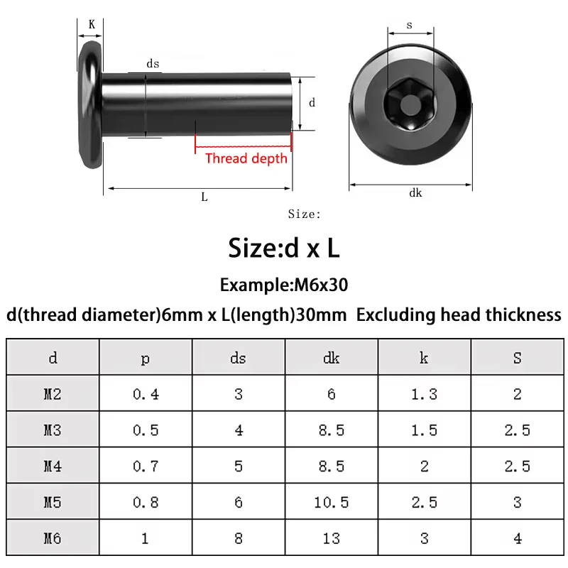 M2 M3 M4 M5 M6 Black 304 Stainless Steel Hex Socket Cap Furniture Rivet Insert Nut Binding Barrel Nut Sleeve Cap Nuts