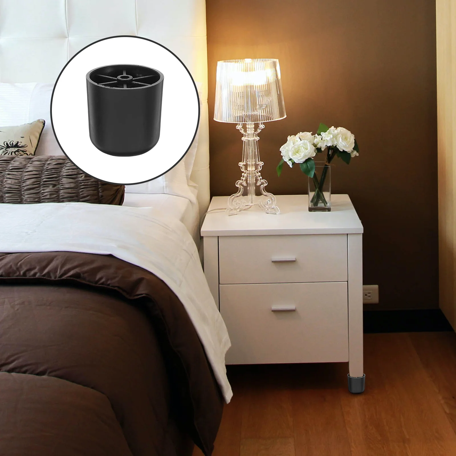 Gambe per mobili da 4 pezzi Gambe di ricambio per supporto durevole conico rotondo nero in plastica per divano, divano, tavolo, letto, piedini per mobili in plastica