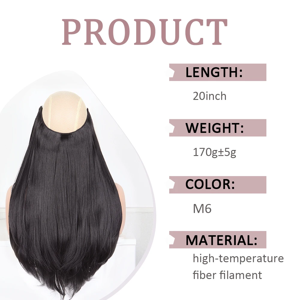 20Inch Straight Layered Hair Extensions Synthetic Clip In Hairpiece High Temperature Fiber  Easy Hair Volume Boost for Women