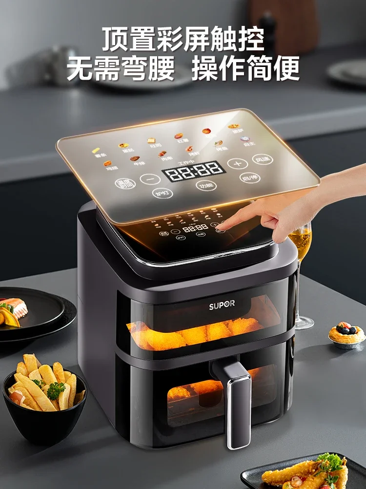 مقلاة هوائية بصرية منزلية ذات سعة كبيرة، متعددة الوظائف، مقلاة كهربائية للتدفئة بدون قلاب