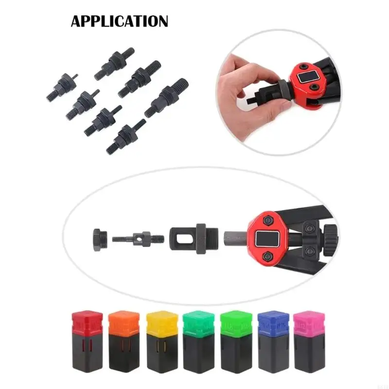 D84F 7PCS/Set Rivet Nut Riveting Manual Threaded Hand Riveter Inserts Tool Drill Adapter M6