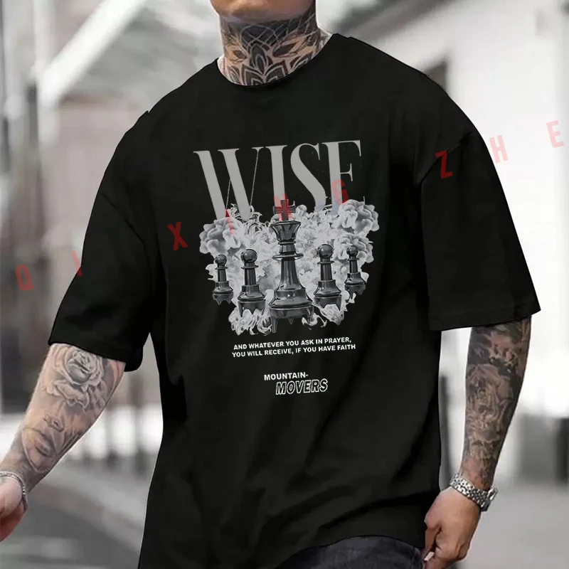 Wise Creative Graphic Motorcycle Printed T-Shirt Men's Fashion Short Sleeve Exquisite Design Essential Top Tees