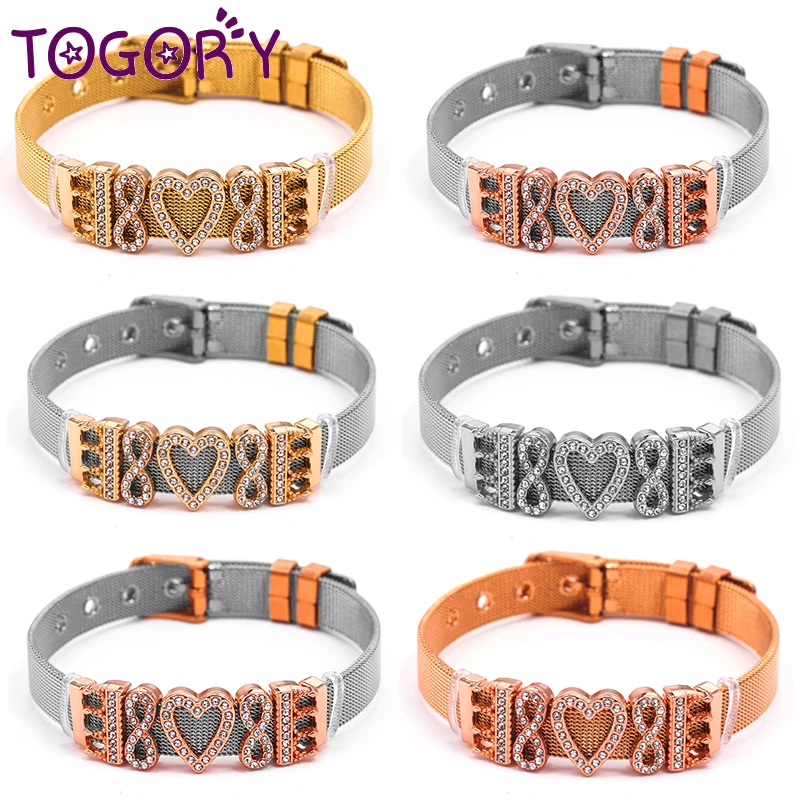 New Fashion 10mm Charm Bracelets Adjustable Couple DIY Mesh Keeper Bracelet Mujer For Women Men Jewelry Gift