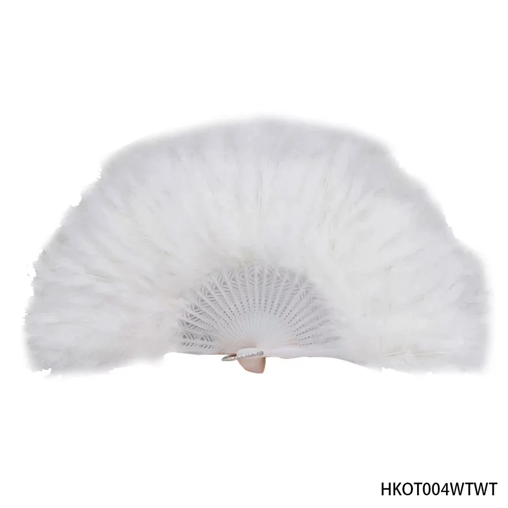 PESENAR  1920s Style White Feather Fan for Flapper Costume and Vintage Gatsby Party Accessory