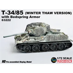 DML 1/72 T-34/85 WW2 Tank Model w/Bedspring Armor Winter Thaw Version Rotatable Turret 63222 Vehicle Weapon Collection Hot Toys