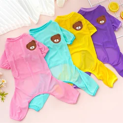 Bear Pajamas Summer Mesh Small Large Dog Clothes Jumpsuit Pink Blue Purple Yellow Pet Onesie For Small Big Dogs Labrador XS-4XL