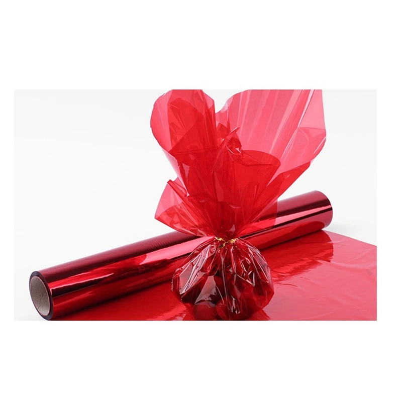 2 Rolls Christmas Cellophane Roll Cellophane Wrapping Paper Red & Green For Gift Basket Treats Package Storage