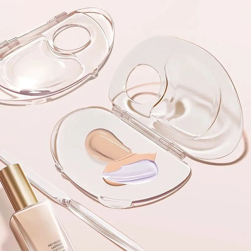 2 قطعة/المجموعة قابلة للطي شفافة ماكياج لوحة ألوان الأساس السائل لون خلط صينية ماكياج لون مجلس ماكياج كريم خلط