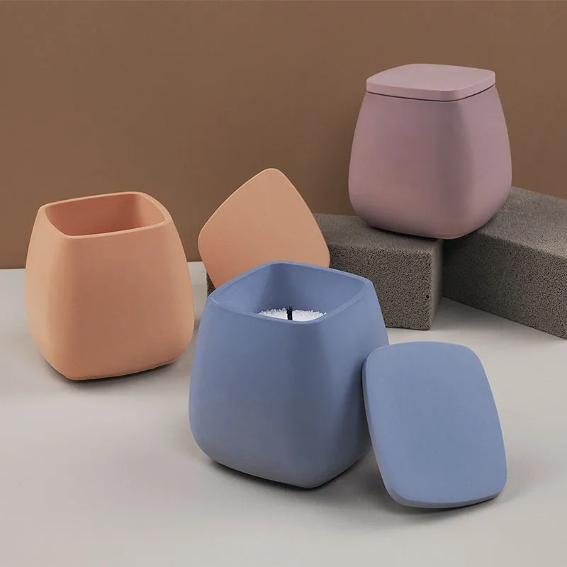 DIY Epoxy Cement Plaster Silicone Mold Square Candle Cup Box With Lid Large Storage Jar Mirror Silicone Mould For Resin view 5