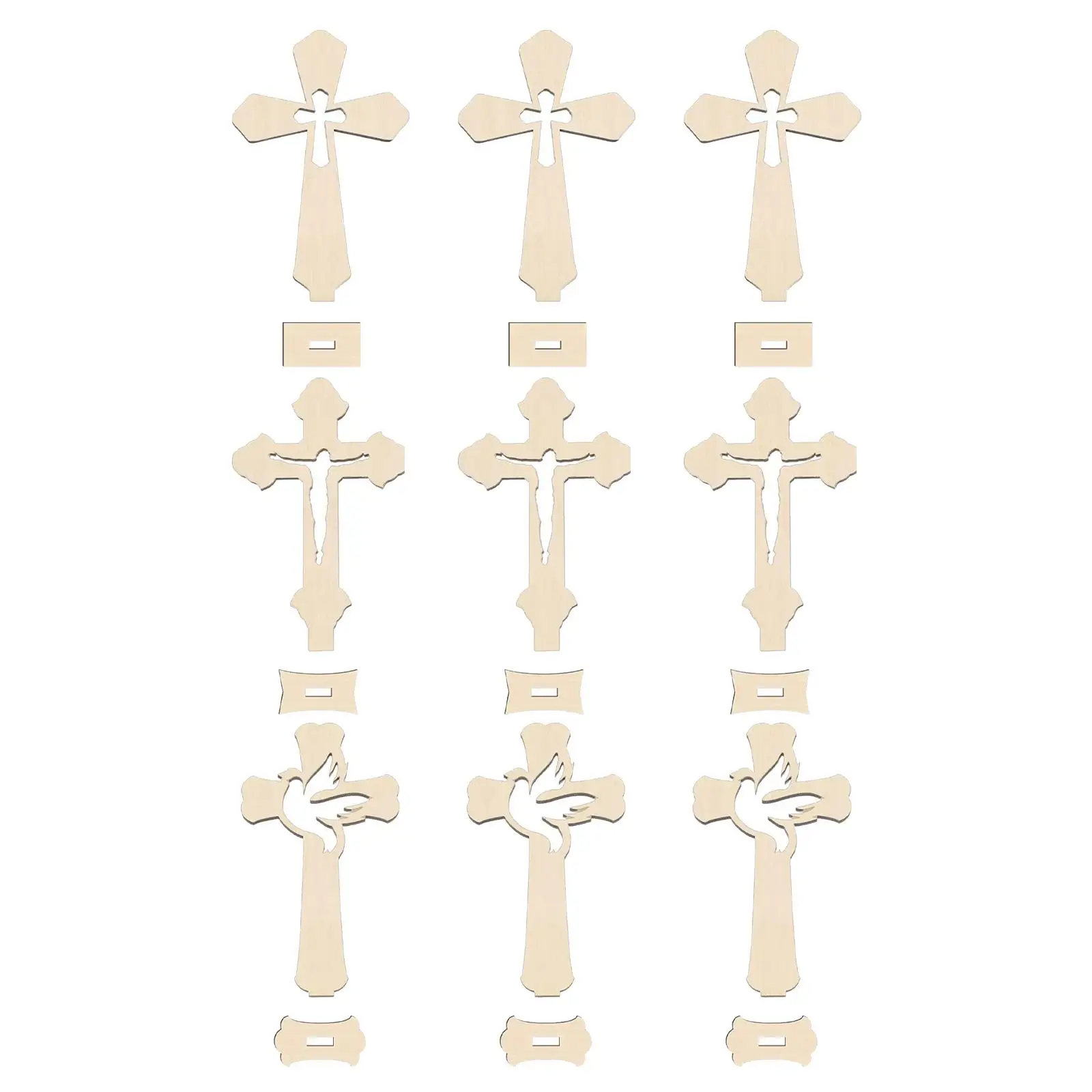 9 Pieces Wooden Cross Figurines Statues Rustic Tabletop Standing Cross for Communion Easter Church Projects Wedding Wall Baptism