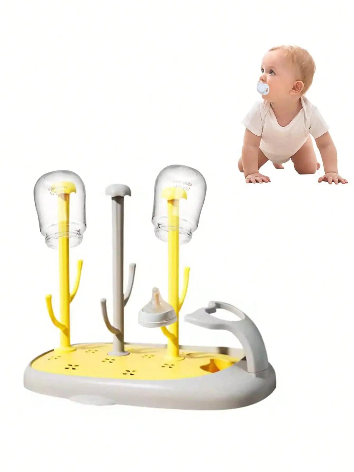

Baby Bottle HolderBaby Bottle Drying Rack Drainer Removable Bottle Brush Holder Shelf