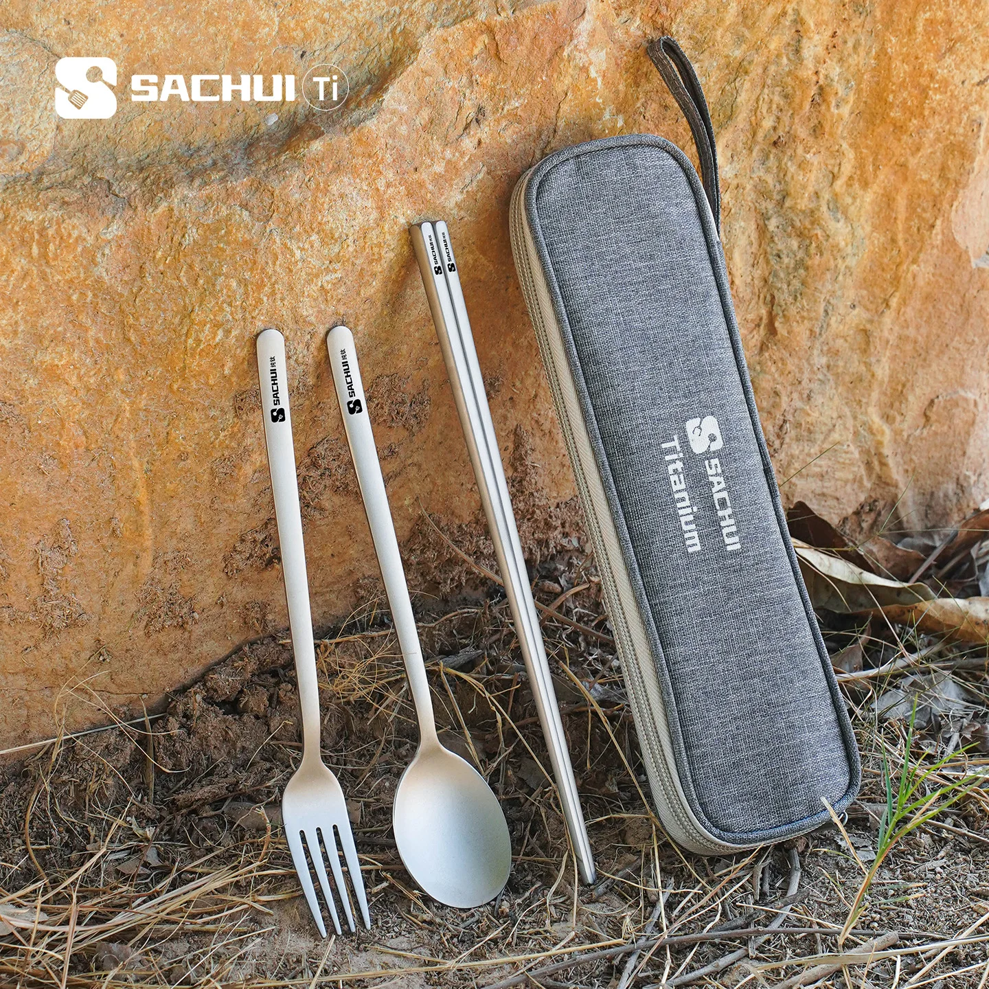 Camping Cooking And Eating Set - Titanium Camping Cutlery Set Long Handle