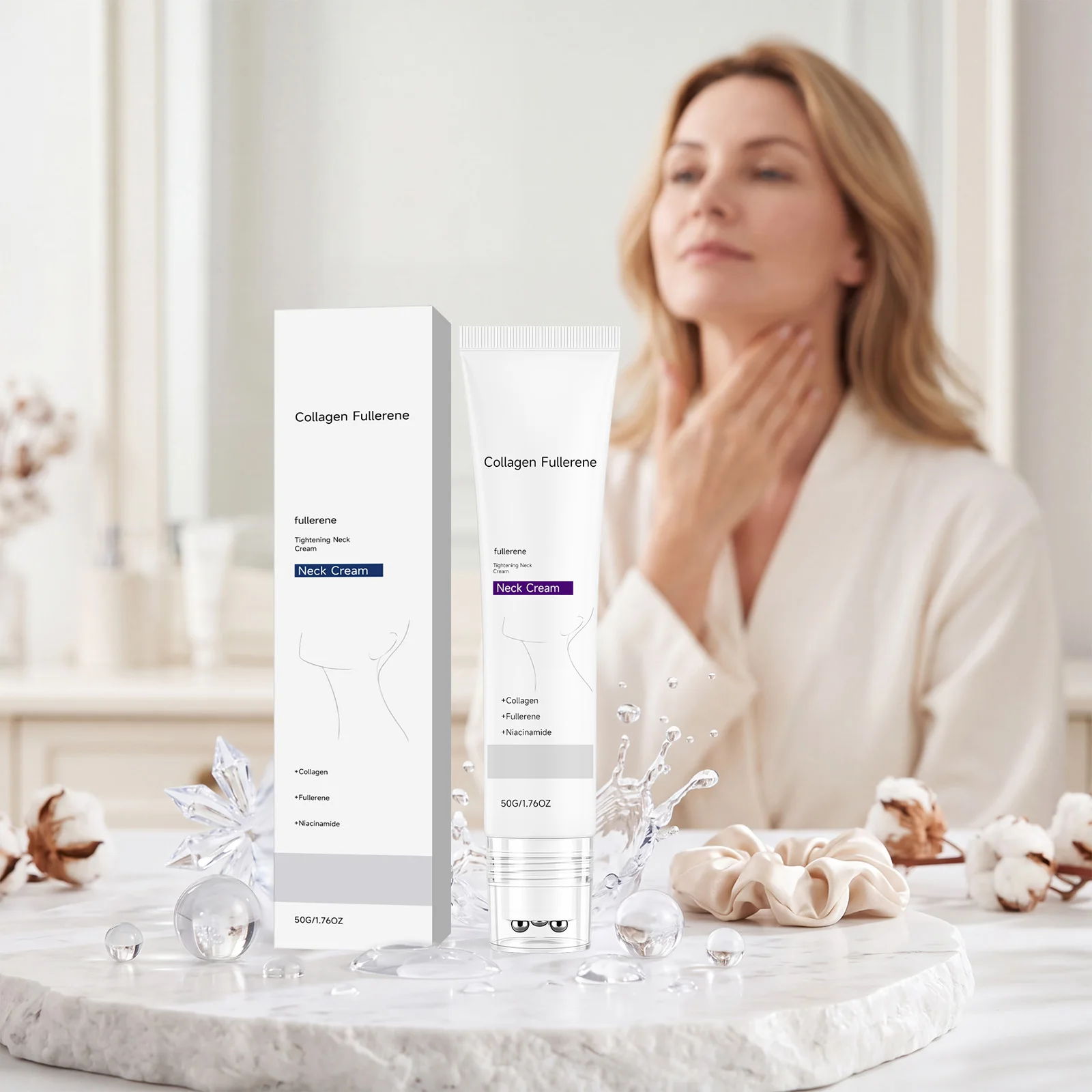 Collagen Neck Lift Cream Eliminate Neck Fine Lines Tightening Skin Whitening Moisturizing Anti-Aging Rejuvenation Neck Cream 50g