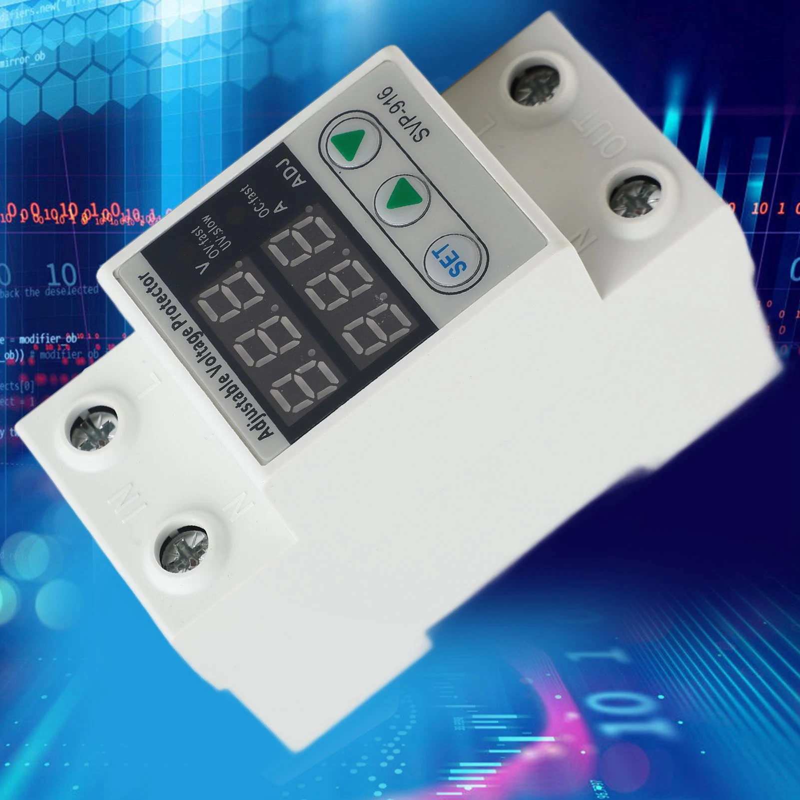 Current Protective Device Rated Voltage 230VAC 50/60Hz Single Phase Adjustable Over Voltage Under Voltage Current Protector