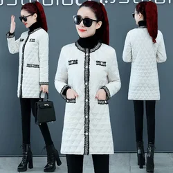 2023 Winter Women's New Korean Loose Cotton-padded Jacket Diamond Lattice Light Down Cotton Female Mid Length Slim Padded Coat