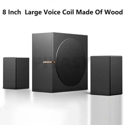 8 Inch High Power Wooden Bass Speaker Full-Range Subwoofer Bluetooth Speaker 2.1 Active Speaker For TV Computer Home Desktop Set