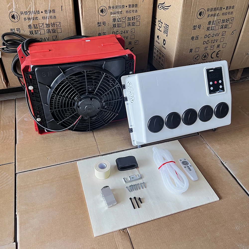 12V/24V DC Parking Air Conditioner Wholesale Lightweight Plastic Casing  Car air Conditioning for Trucks Without refrigerant