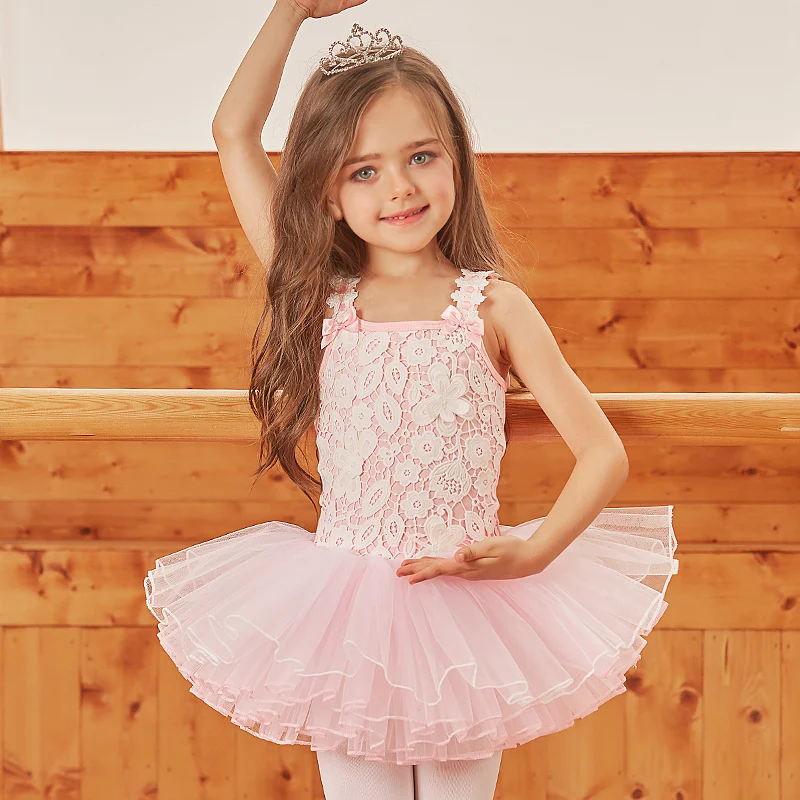 Abito Tutu in pizzo Balle bambini body da ballo professionale abito in Tulle indossare body Tutu di balletto Costume ginnastica body Dress