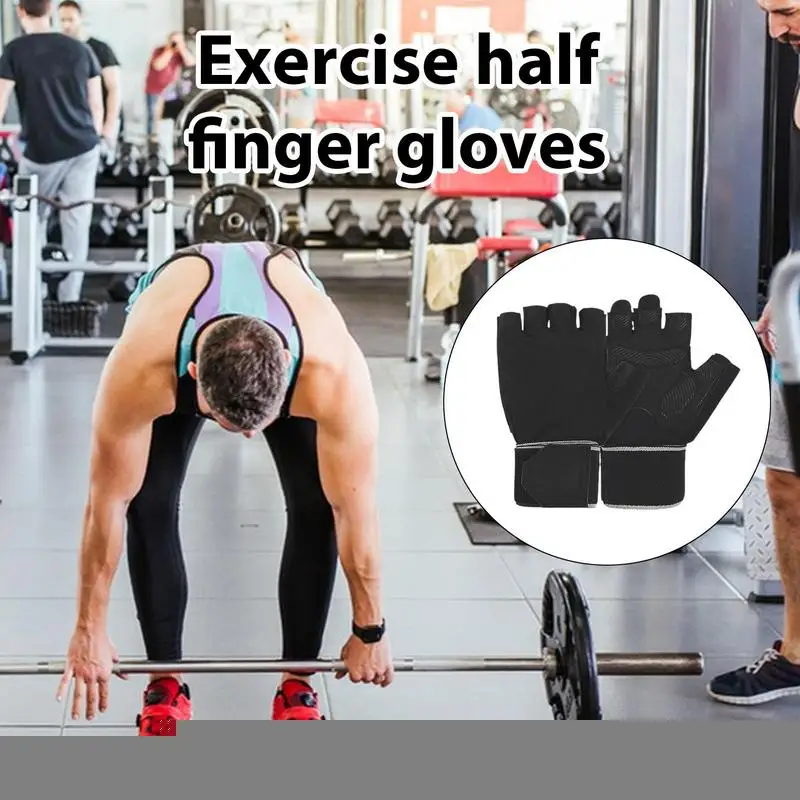 Exercise Gloves Adjustable Fingerless Exercise Gloves Gym Hand Gloves With Excellent Grip & Palm Protection For Weightlifting