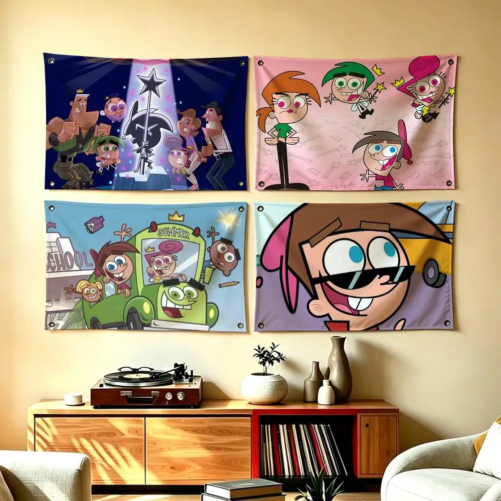 Famous Cartoon The Fairly Odd-Parents  Flags for Bedrooms Home Decor Items Outdoor Decors Garage Decoration Flaga