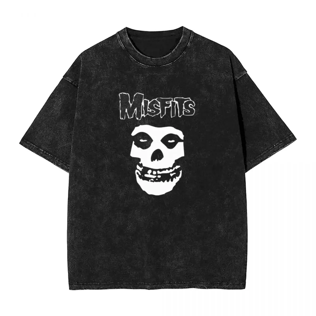 Misfits Skull woman Men Washed T-Shirt Hot stamping Print Tees,Harajuku Cotton Tshirt Men's Summer Short Sleeve Tees