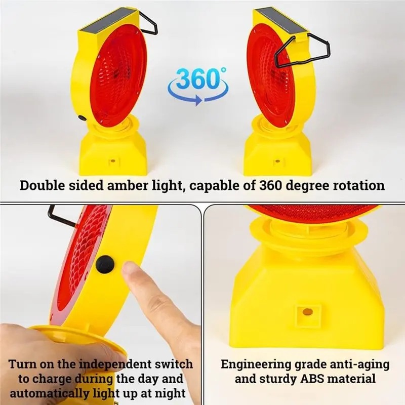 B03C-Solar Powered For Road Construction And Emergency Water Resistant Rechargeable Industrial Safety Warning Light