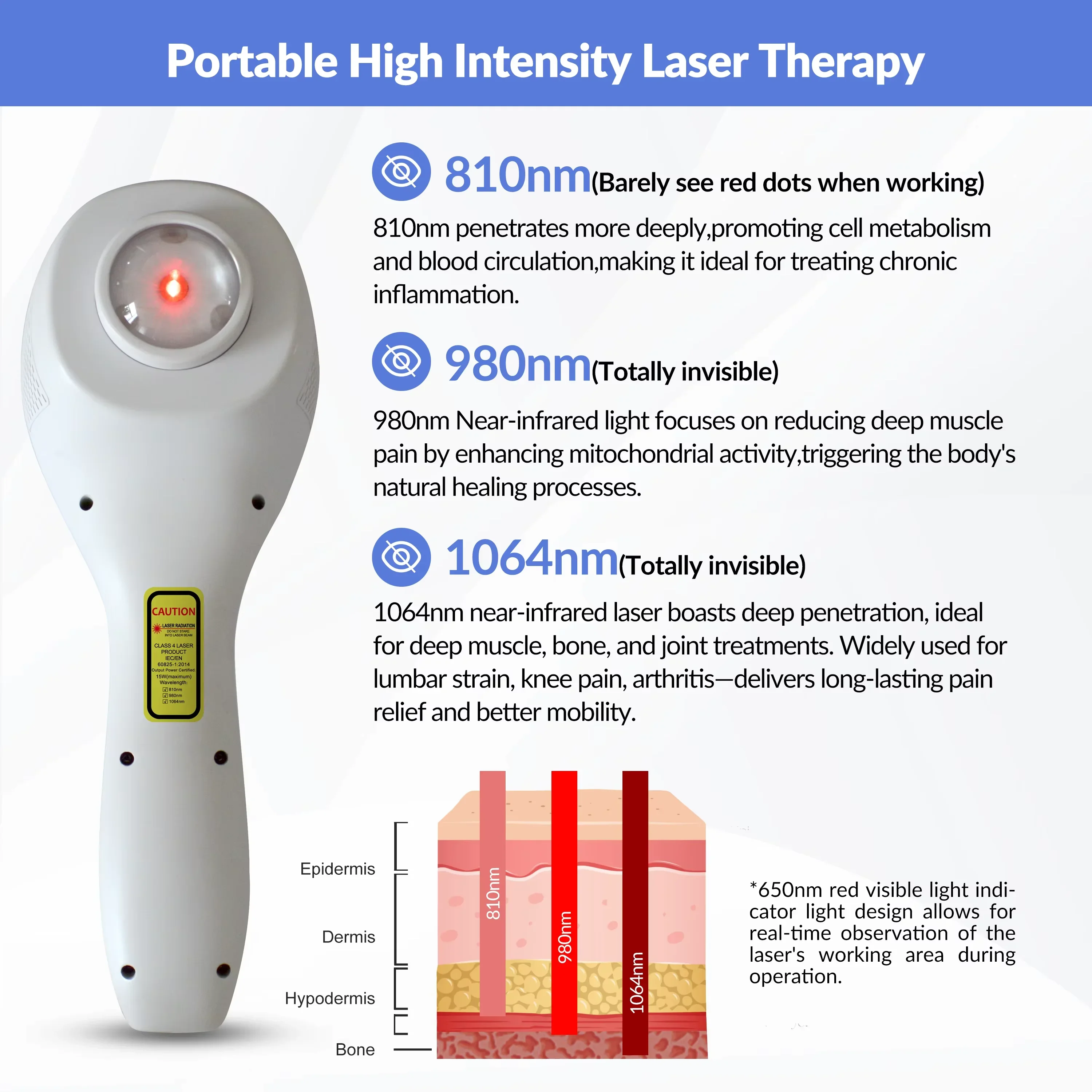 12W Portable High Intensity Laser Therapy Machine for Human and Veterinary Whole Body Pain Relief Inflammation Elimination