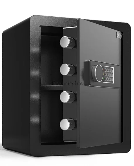 Ev küçük tamamen çelik hırsızlık önleyici mini duvar dolabı güvenli çift katmanlı elektronik parmak izi şifre banka kasası