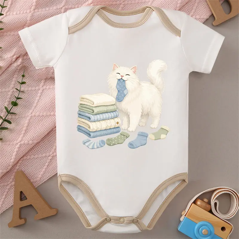 Pure Cotton Onesie My Naughty And Cute Kitty Print Bodysuit Comfortable Cloth for Baby Jumpsuit for 0 To 12 Months Newborn