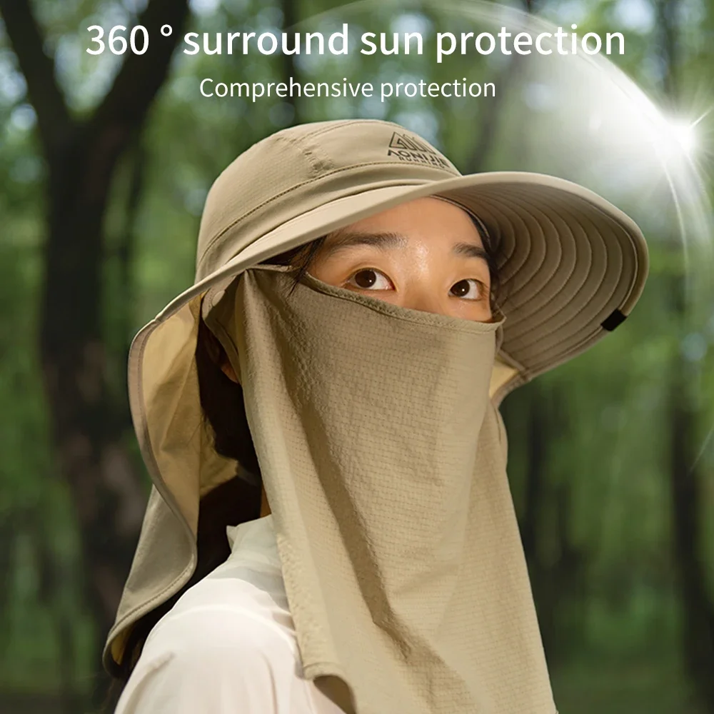 AONIJIE E4627 Unisex Long Enlarged Brim Shawl Hat Hiking Hat Outdoor Sun Hat Removable Shawl for Desert Hiking