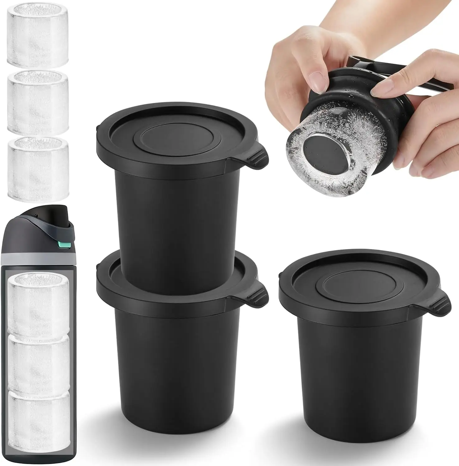 

Cylinder Ice Cube Mold for 24oz 32oz 40oz Owala Accessories, Set of 3, Silicone Ice Mold for Owala FreeSip Water Bottle, Whiskey