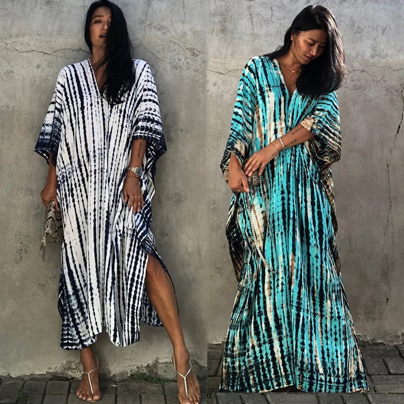 

Cozy Soft Ayba Ramadan Africa Open Front Long Kimono Swimsuit Cover up for Women Kaftan Dress Cardigan with Mid Sleeve Boho Biki