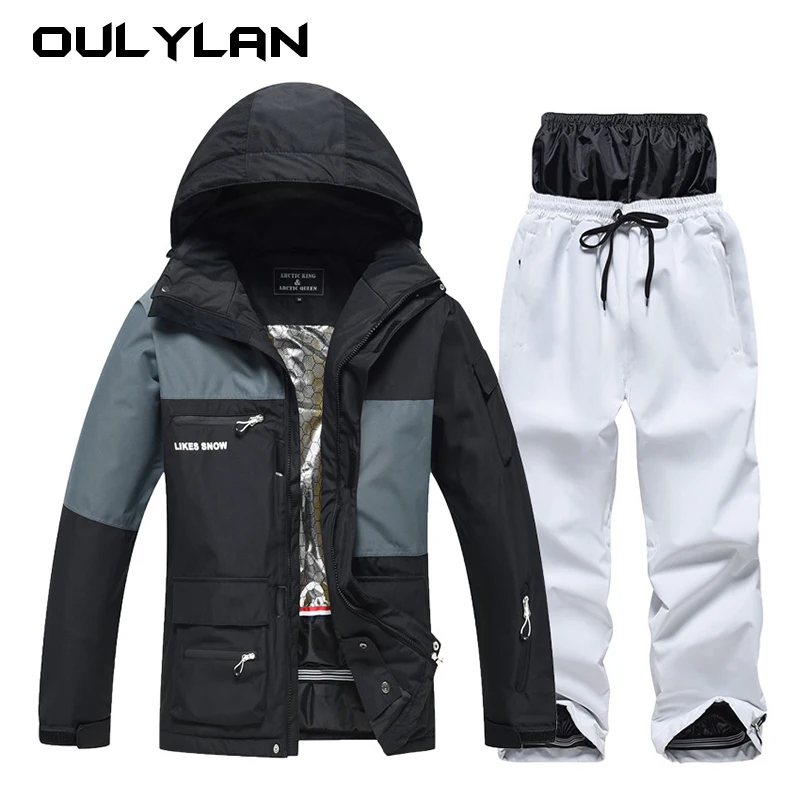 

Oulylan New 2024 Ski Suit Winter Outdoor One-piece Windproof Waterproof Skiing Snow Clothes Sport Snowboarding Sets Women Men