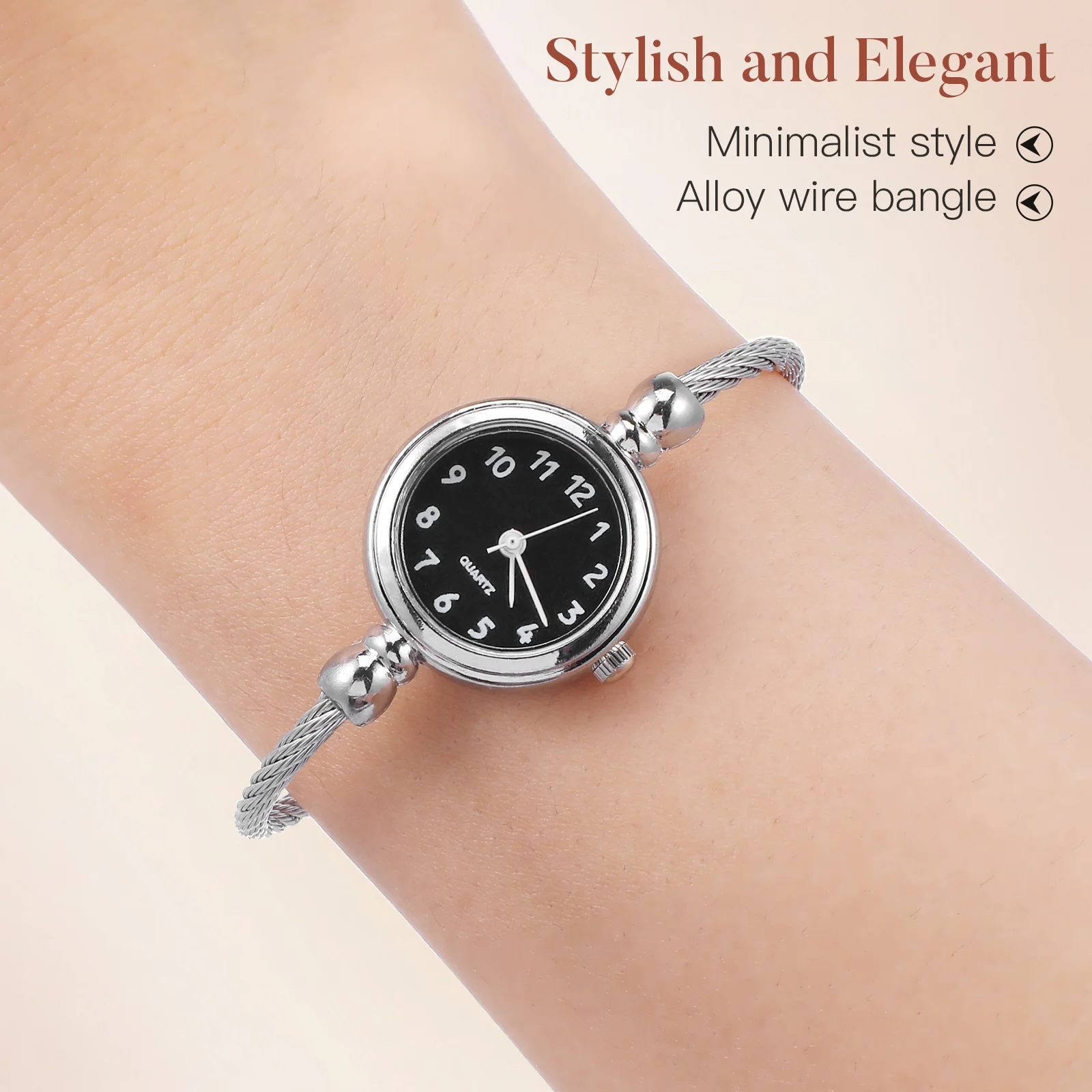 ساعة كوارتز رقمية للنساء باللون الأسود، ساعة يد أنيقة بسوار للارتداء اليومي، هدية أنيقة مقاومة للماء