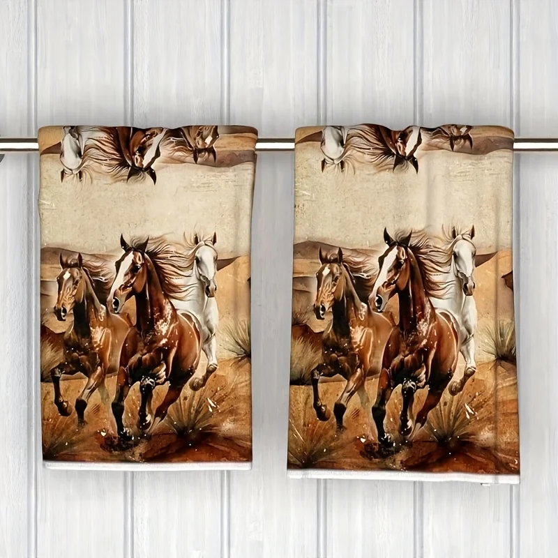 Double pack soft horse pattern towel, equestrian theme decorative towel