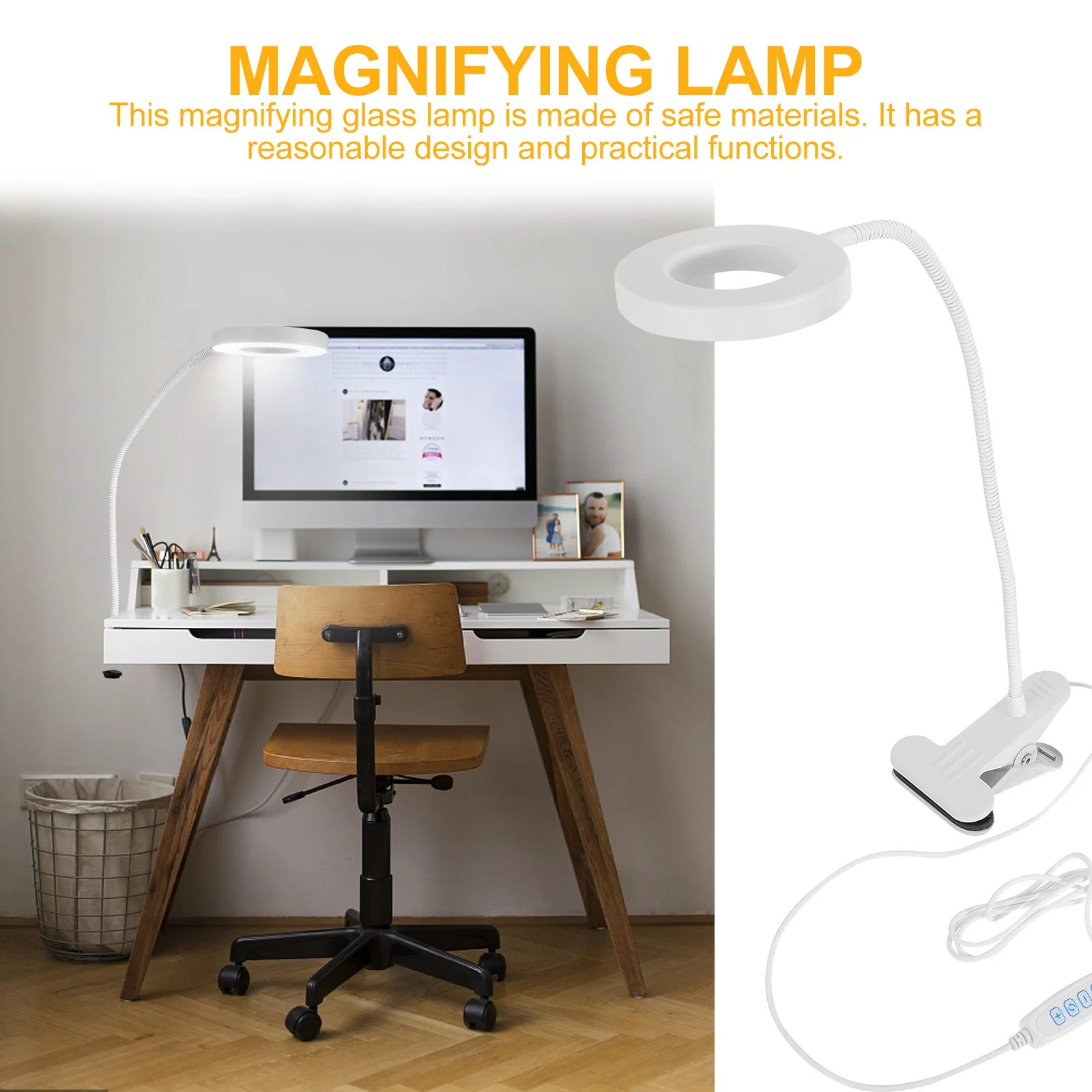 

48-LED USB Clip-on Desk Lamp Adjustable Brightness Color Temperature Reading Light Bedside Table Lamp Night Light