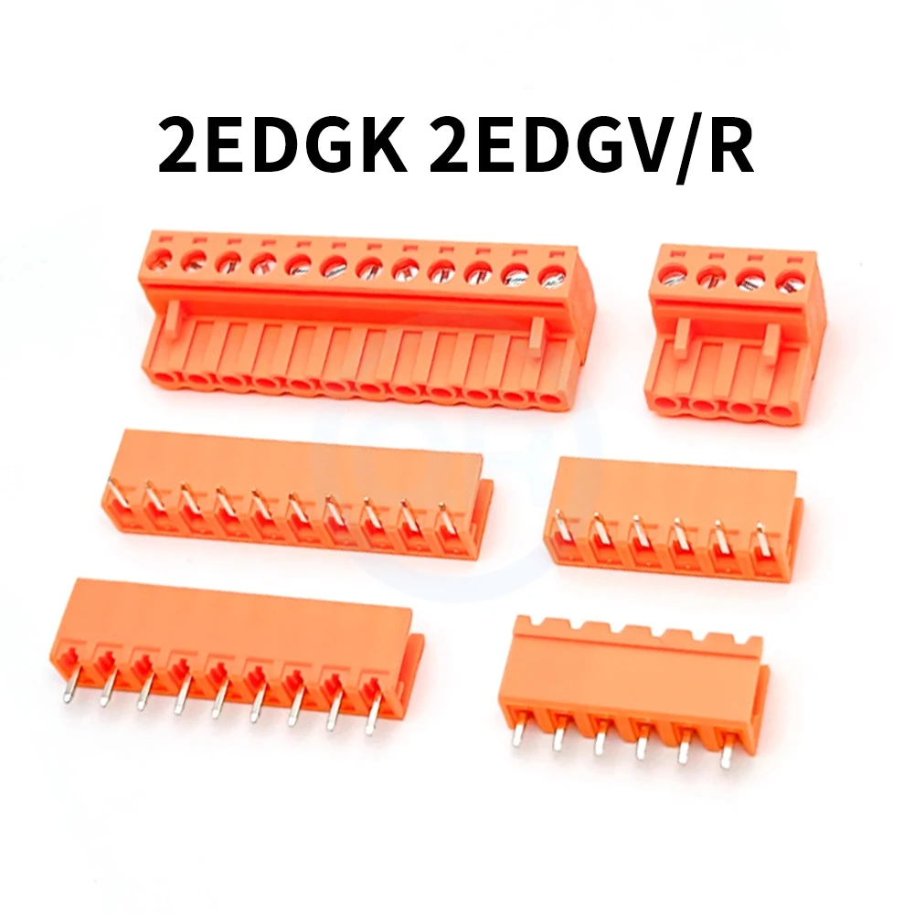 (10Sets)KF 2EDGK + 2EDGV/R 2EDGVC/RC 5.08mm Terminal Block JM 15EDG Split Seal Straight Pin Right Angle Plug Complete Set orange