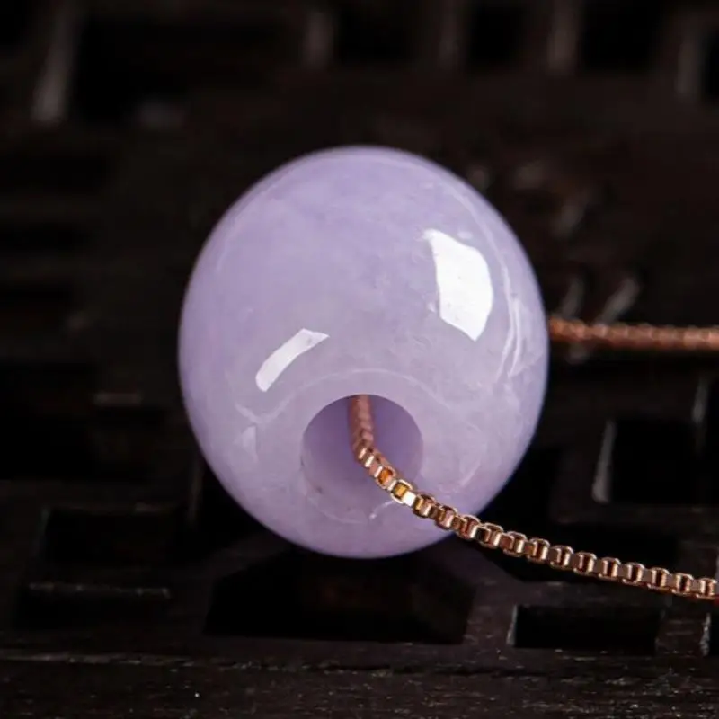 Ice Seed Jade Violet Pendant Jade Necklace Quartzite Yu Pei for Men and Women.