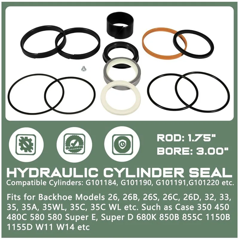 Hydraulic Cylinder Seal Kit Fits for Case 350 450 480C 580 Super K 680K 850B 855C 1150B 1155D W11 W14 Part Number 1543262C1 G105