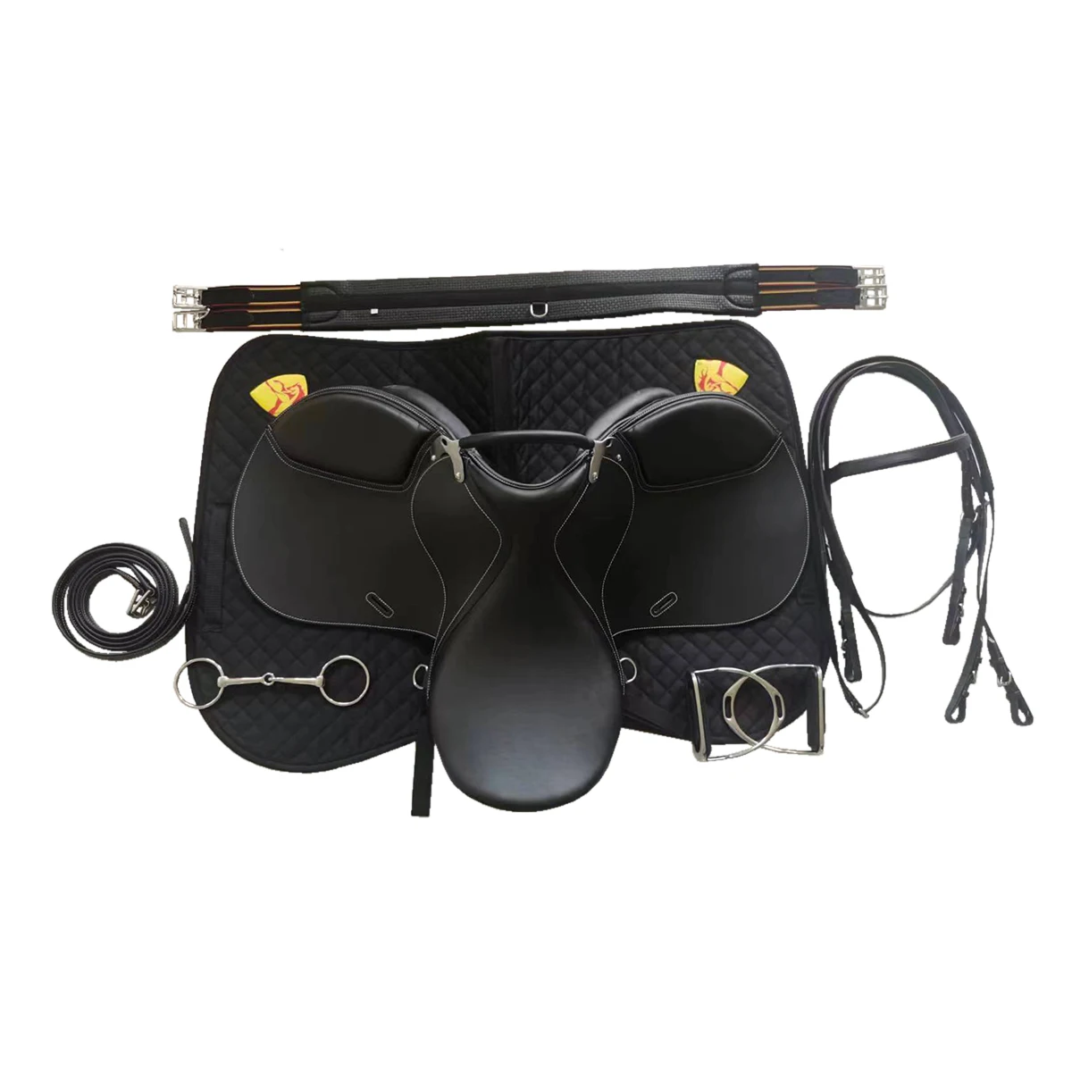 

Комплект седла с подушечкой для седла, обхват узлы, стременами и ремнями, битами