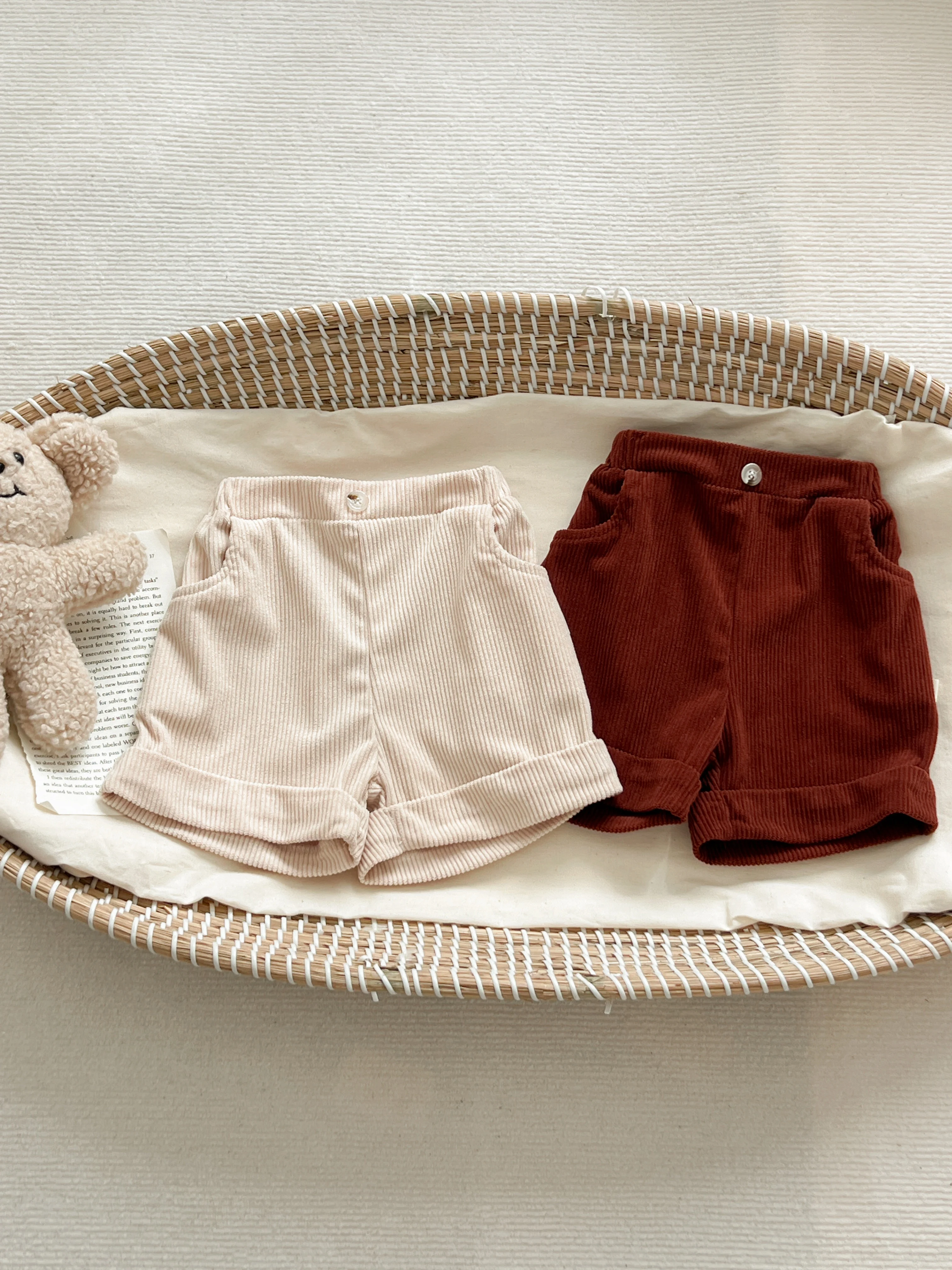 2026 Spring and Autumn New Collection, Stylish Solid-Color Infant and Toddler Pants, Unisex Baby Girls' Casual Shorts