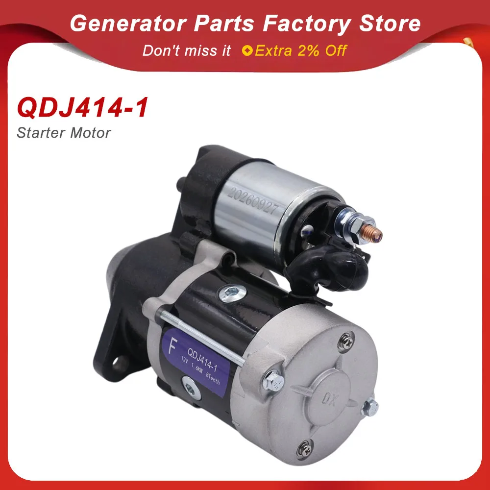 QDJ414-1 Starter For Diesel Generator Set Starting Motor 198 1100 Power 8 Teeth 12V 1.6KW