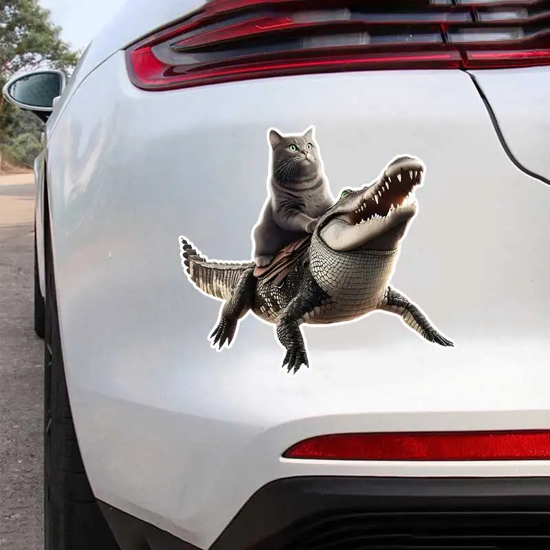 

Cat and Crocodiles Car Sticker Vinyl Decal Waterproof Rear Window Motorcycle Camper Bumper Truck Laptop Decoration SH1604
