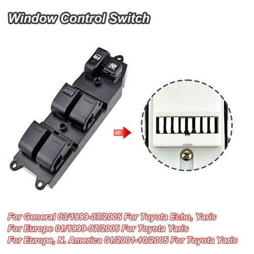Imagen 2 del producto Interruptor maestro de Control de ventana para Toyota Camry Hilux Land Cruiser, 84820-60090, 84820-AA011, 1996-2002, 2003, 2004, 2005, 2006, 2007