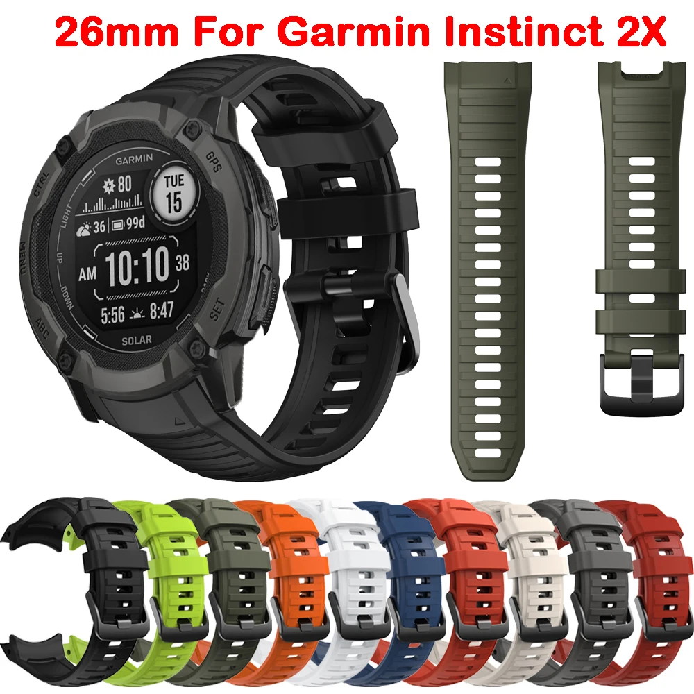 Garmin Instinct 2X 솔라 밴드용 스트랩, 공식 실리콘 시계 밴드, 퀵 릴리스 교체 손목 밴드, Correa 팔찌, 26mm