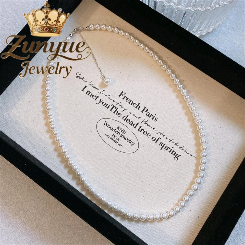 

S925 Sterling Silver Pearl Necklace, A High-End, Light Luxury And Niche Summer Collarbone Necklace Accessory For Women Exquisite