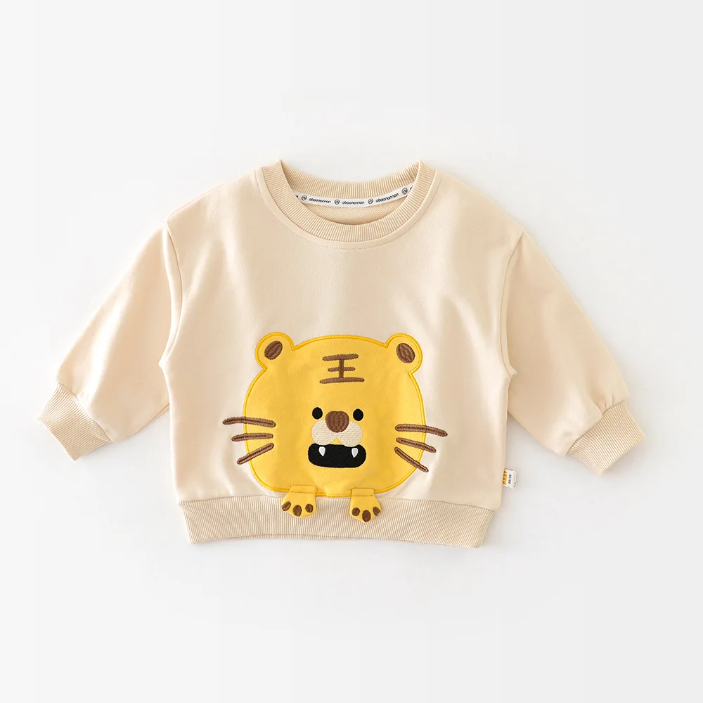 

Baby sweatershirt autumn boys cartoon tiger loose top children's jacket girls out tshirt 2024