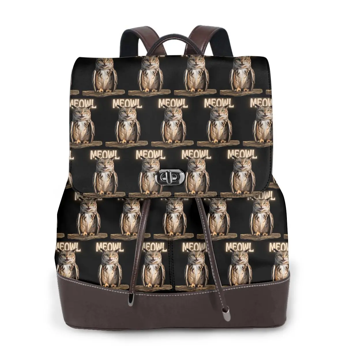 Fun Meowl Funny Cat Owl Meme Bookbag School Student Bags Hiking Travel Daypack for Women Fashion Derma Backpack